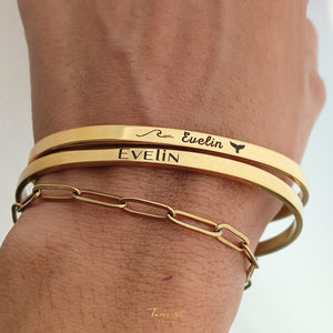 Brazalete Unisex personalizable en acero  chapado en oro 18 k.